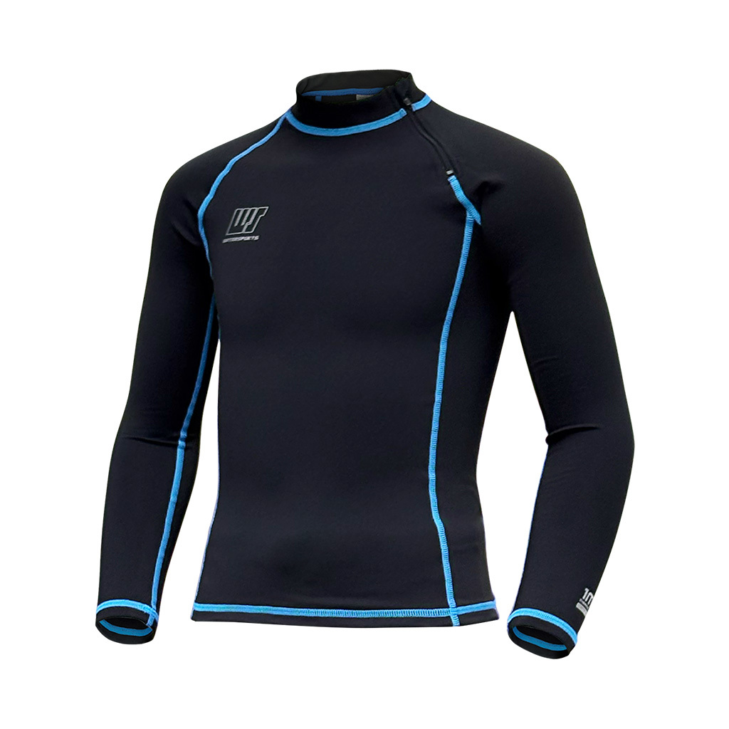 1mm 兒童抗水抓毛游泳保暖上衣 (前半拉鏈) - 黑/藍