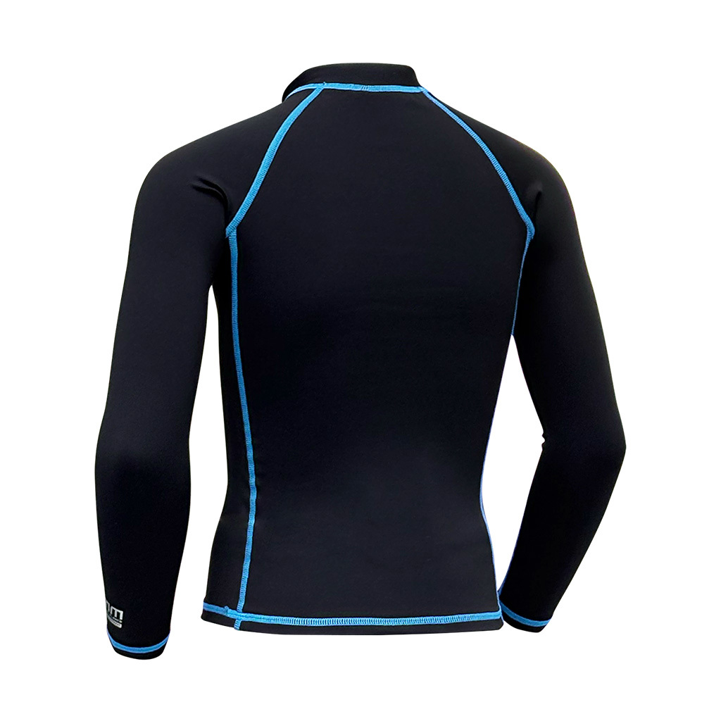 1mm 兒童抗水抓毛游泳保暖上衣 (前半拉鏈) - 黑/藍