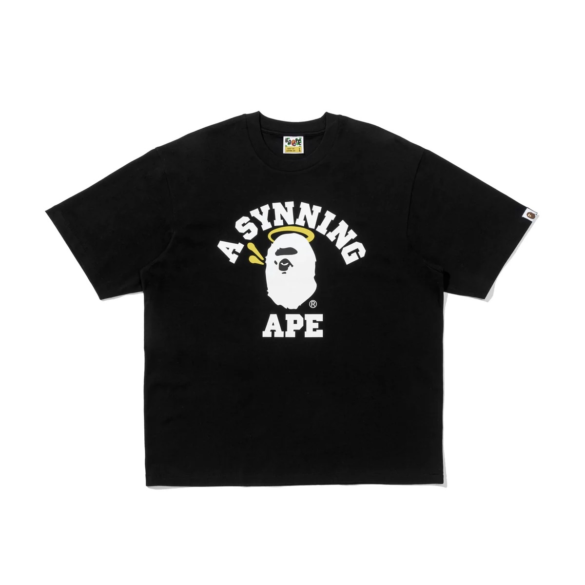 A BATHING APE BAPE  X SPOTIFY X SYNA BY CENTRAL CEE COLLEGE TEE 聯名款 猿人頭 短Ｔ 黑色/白色-0ZXTEM933101P