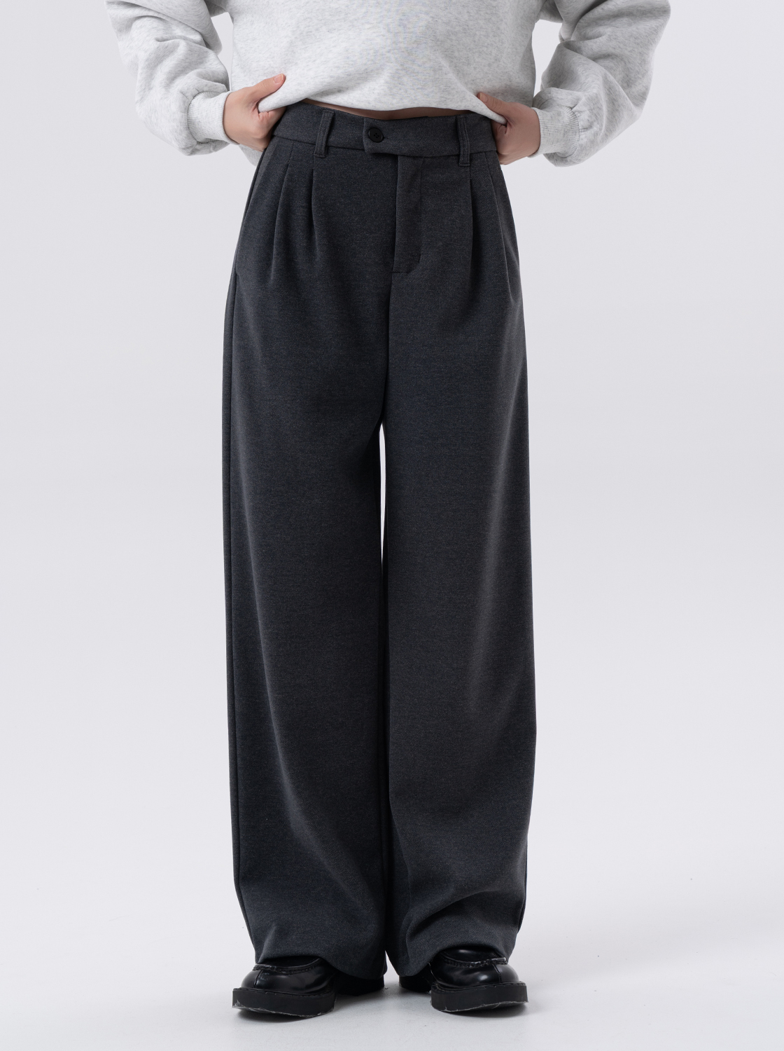 【期間限定】毛呢厚磅闊腿西裝褲