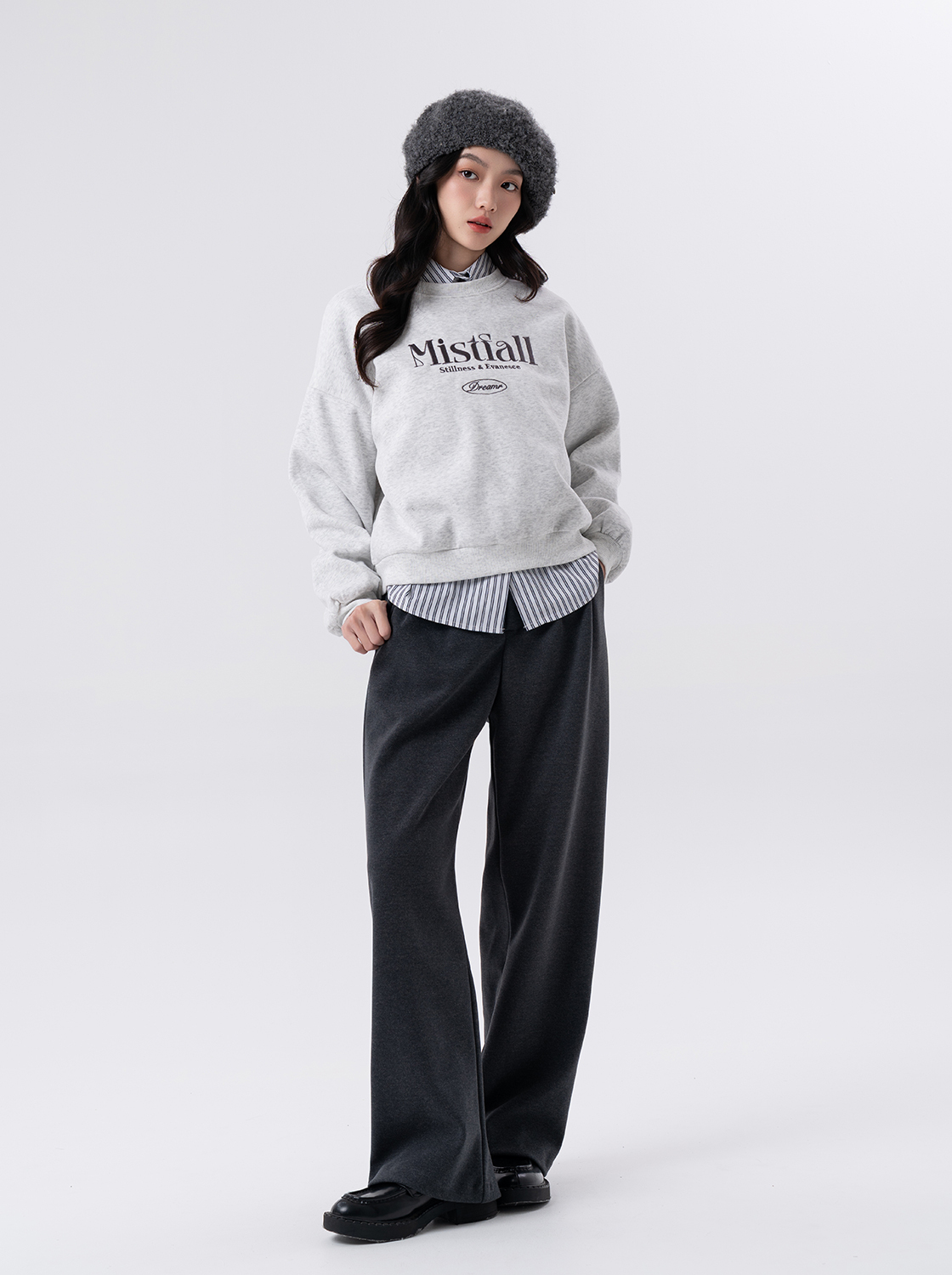 【期間限定】毛呢厚磅闊腿西裝褲