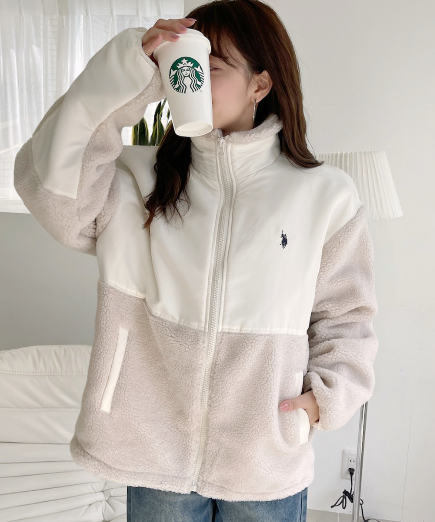 預購┃U.S. POLO ASSN. 刺繡 尼龍 羔羊毛 外套