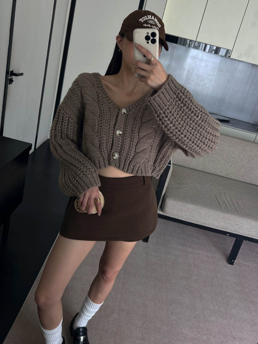 厚磅大麻花粗針織短版開衫外套*4色