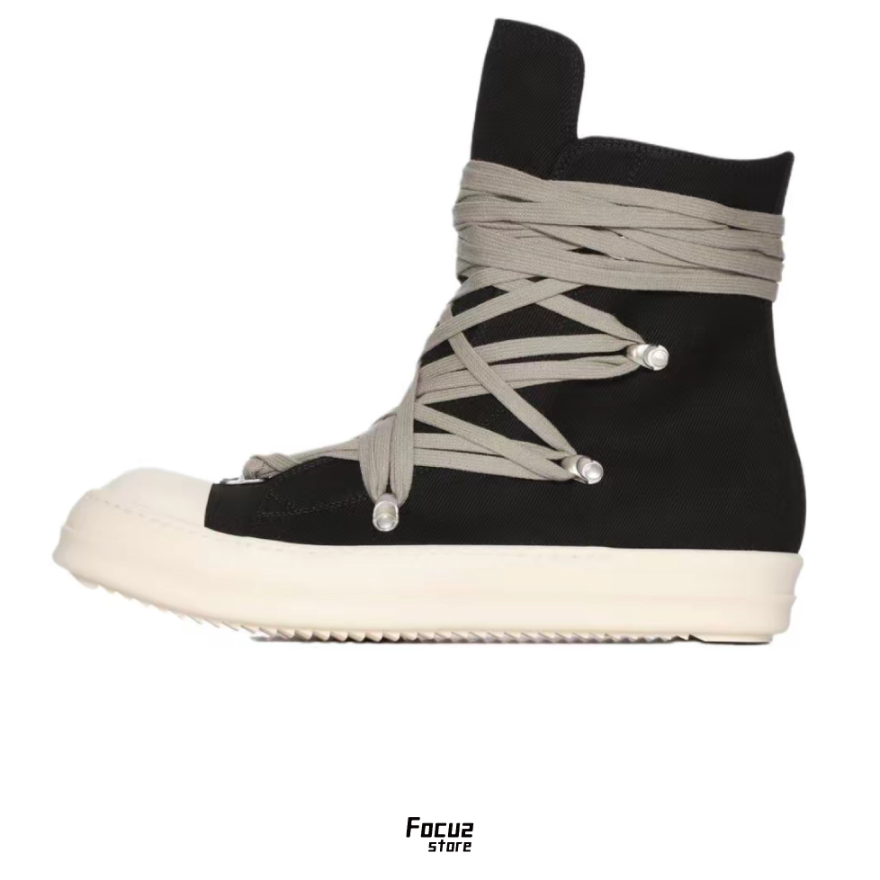 【Focus Store】預購 Rick Owens DRKSHDW Megalace Sneakers  13OZ Overdyed "Black" 黑色 帆布鞋