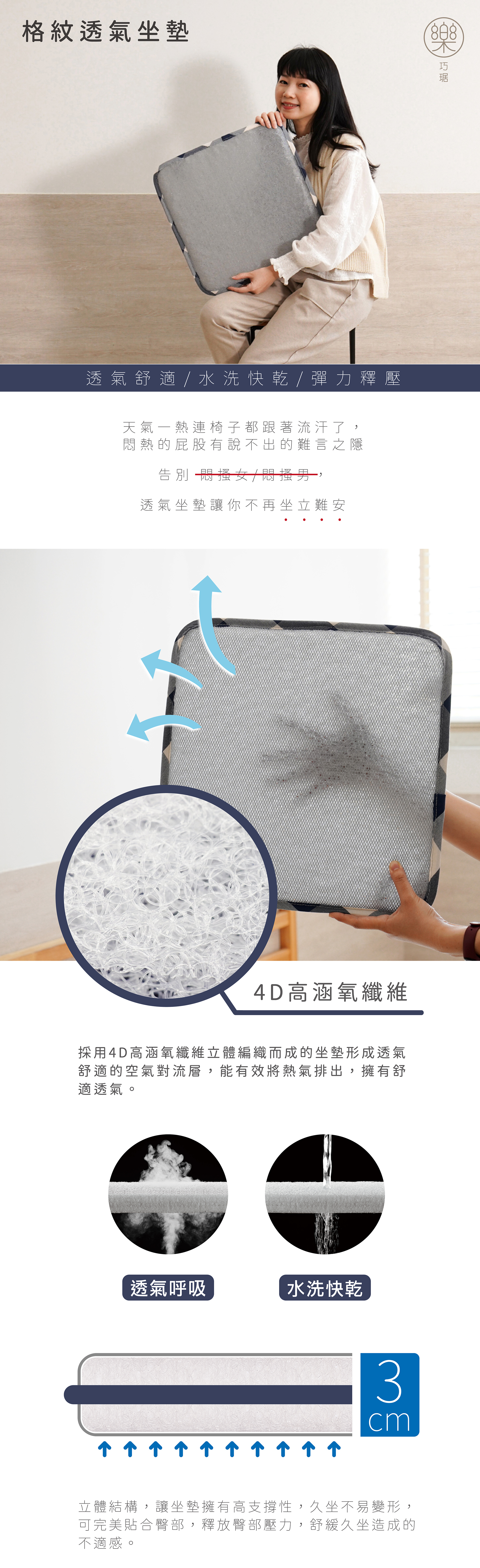 格紋透氣坐墊商品資訊-1