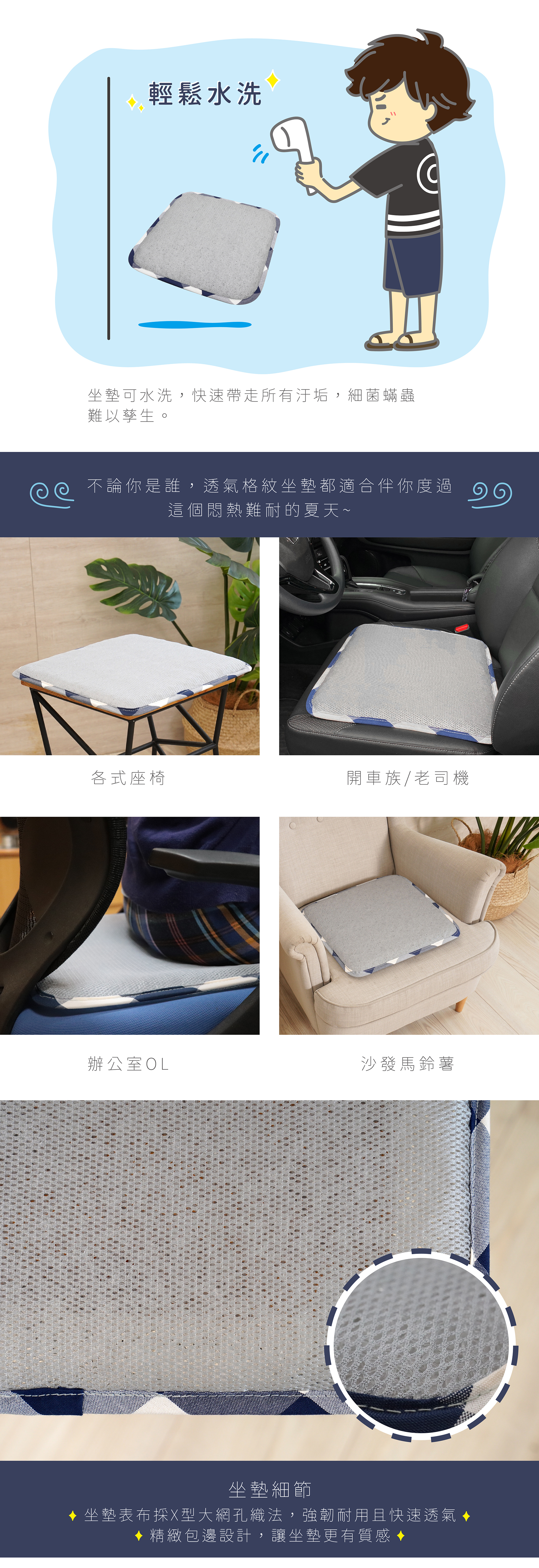 格紋透氣坐墊商品詳細資訊-2