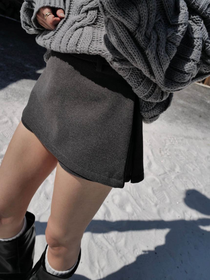 雙側拉鏈呢料加厚包裙*3色