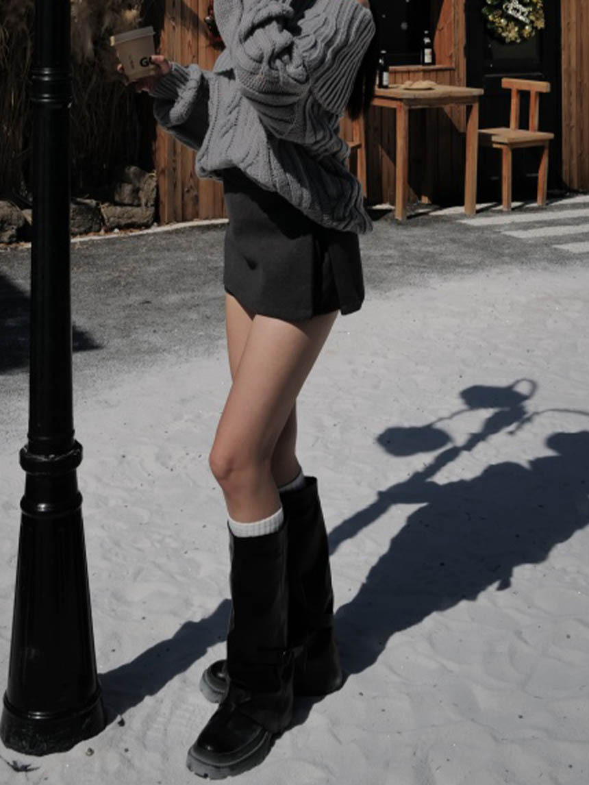 雙側拉鏈呢料加厚包裙*3色