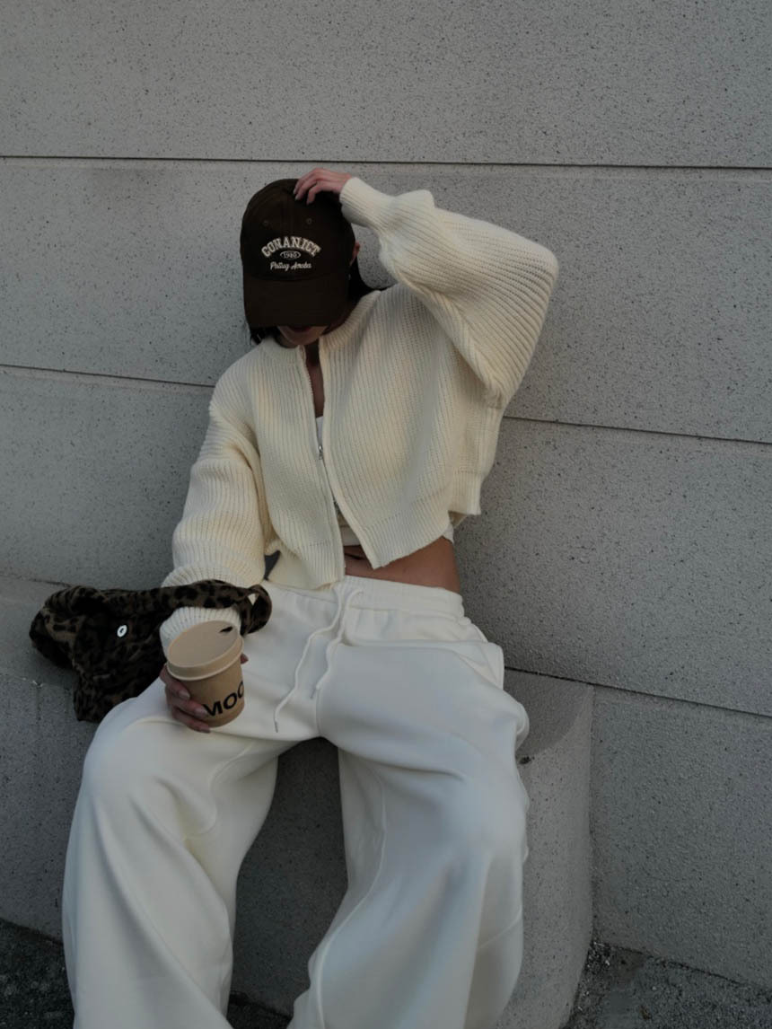 上下拉鍊圓領針織上衣外搭*3色