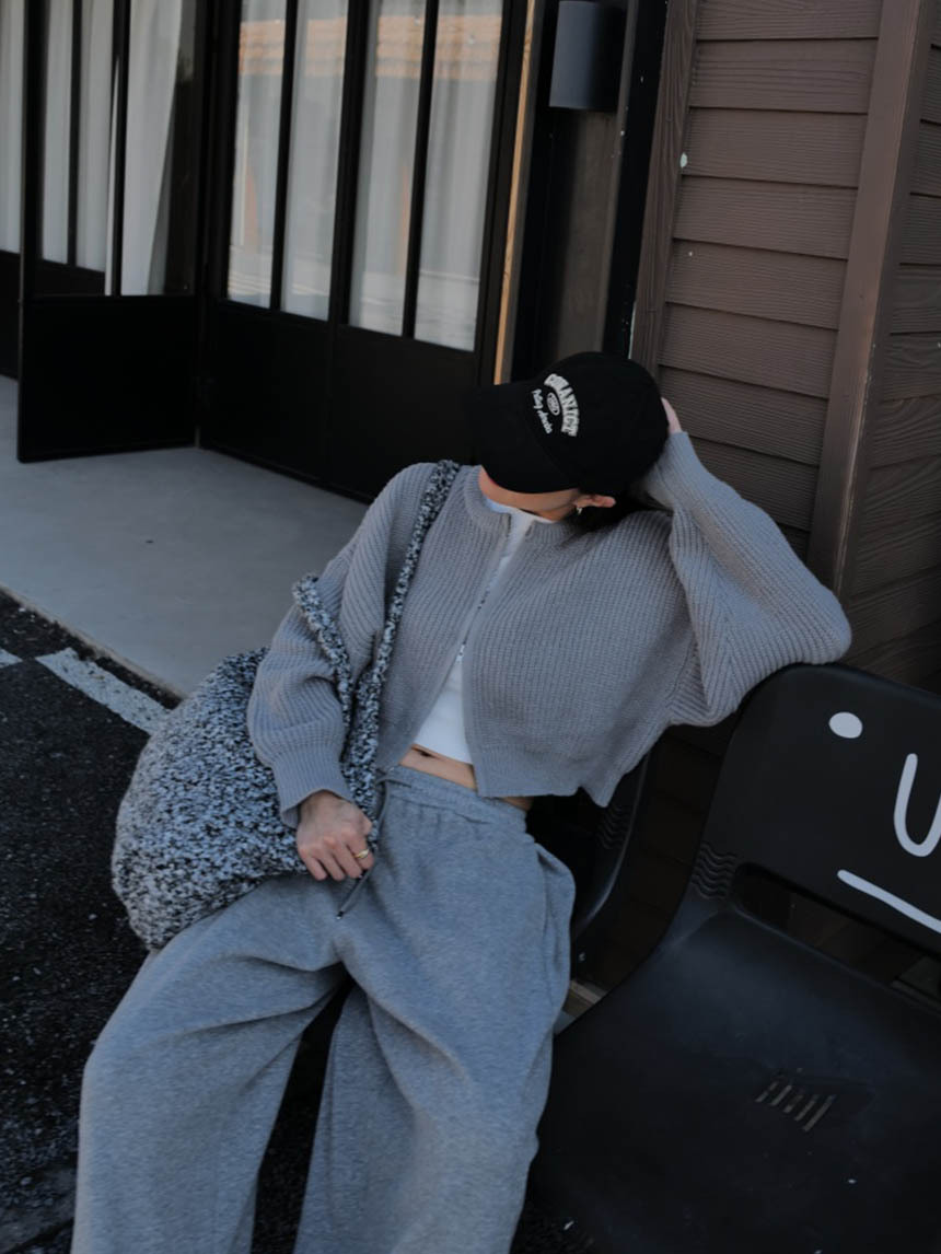 上下拉鍊圓領針織上衣外搭*3色