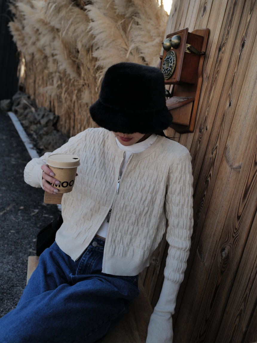 麻花上下拉鍊針織上衣*5色