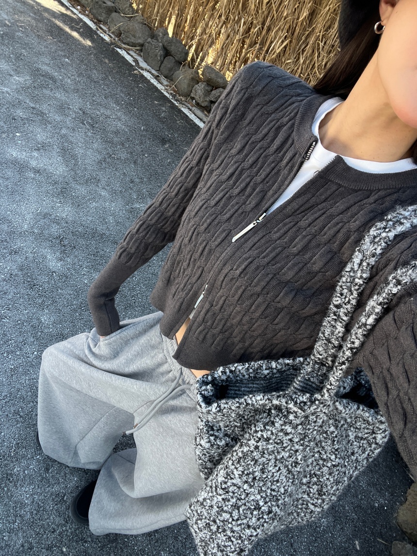 麻花上下拉鍊針織上衣*5色