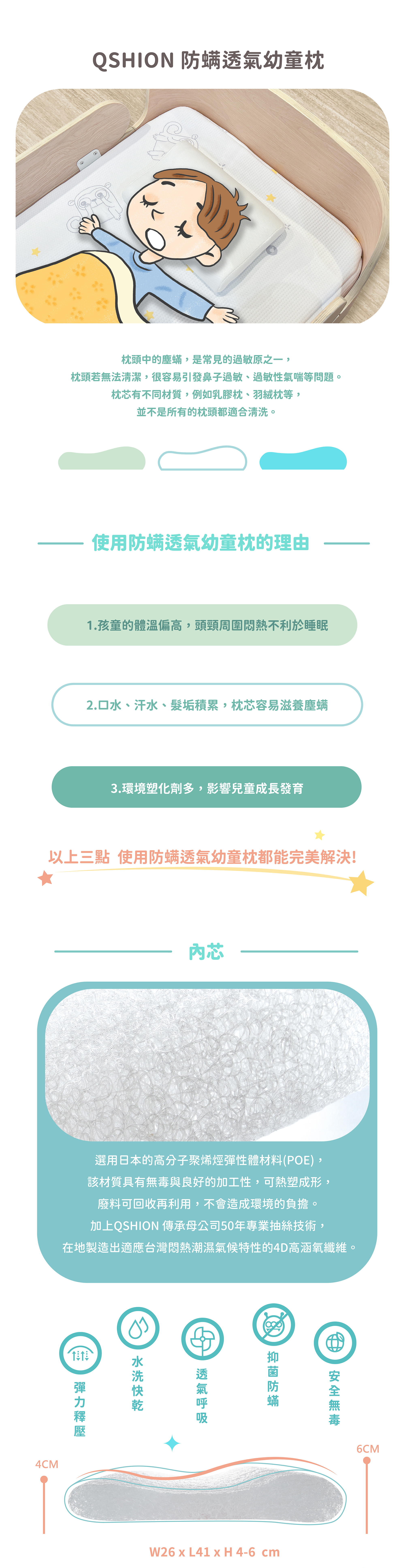 防螨透氣幼童枕商品詳細資訊-1