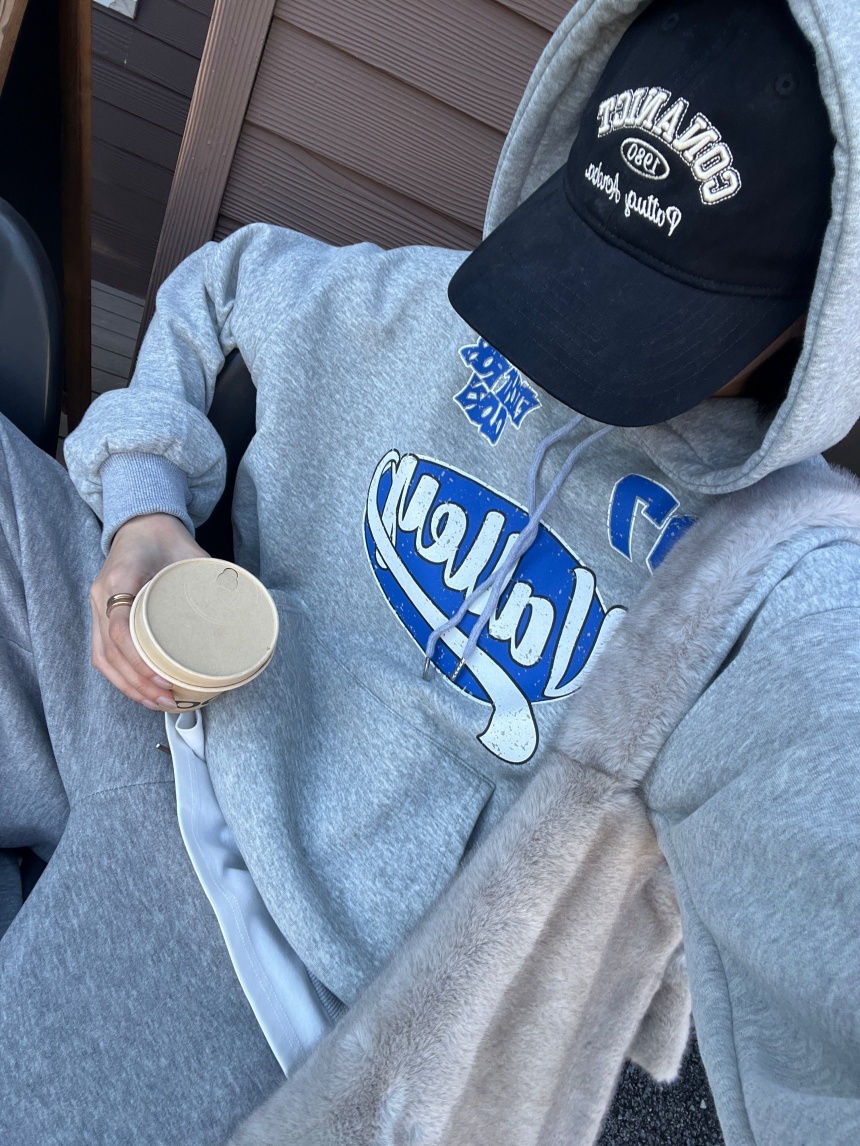 美式復古連帽加絨衛衣*3色