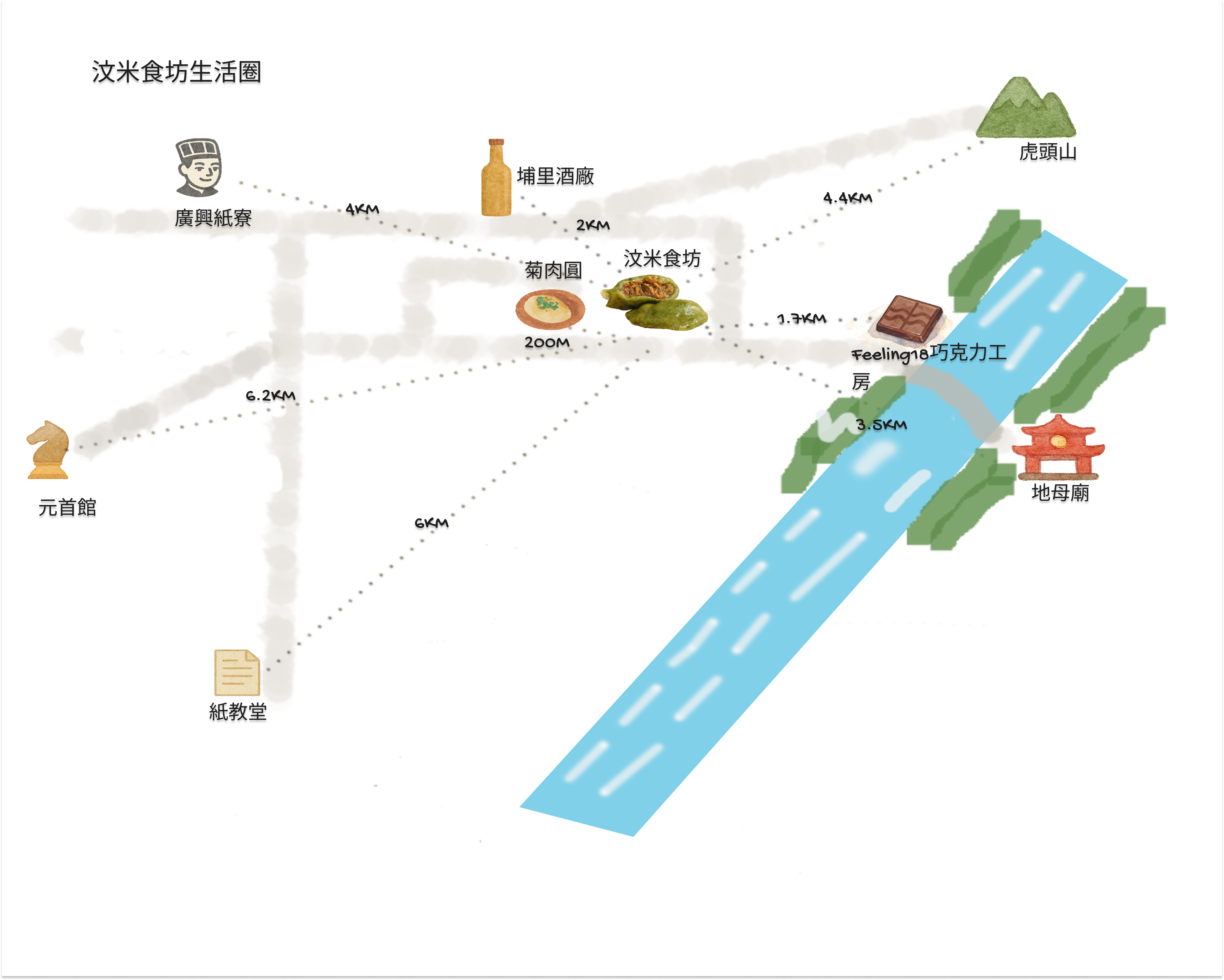 汶米食坊 手繪地圖