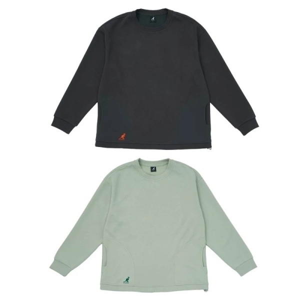 KANGOL 大學T 深灰 綠 口袋 拼接 抽繩 中性 6455100110 6455100171