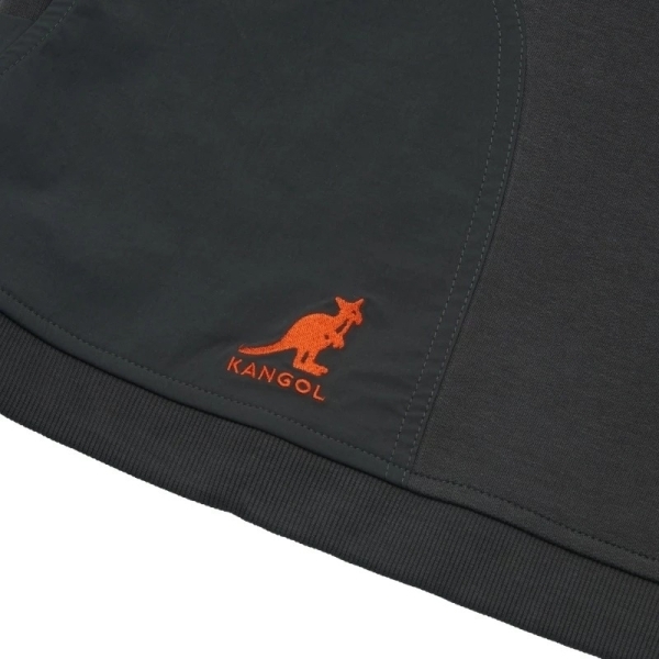 KANGOL 大學T 深灰 綠 口袋 拼接 抽繩 中性 6455100110 6455100171