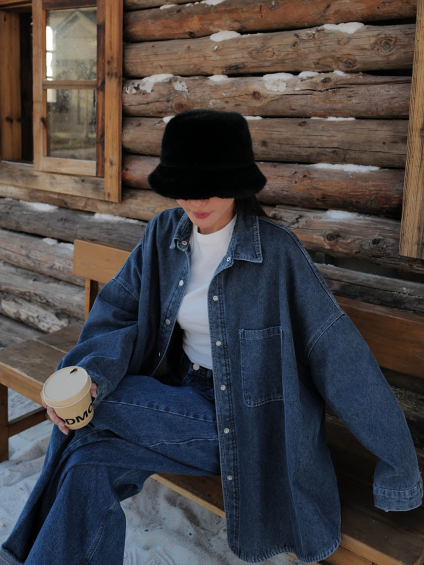 內刷寶寶絨牛仔男友大襯衫*2色