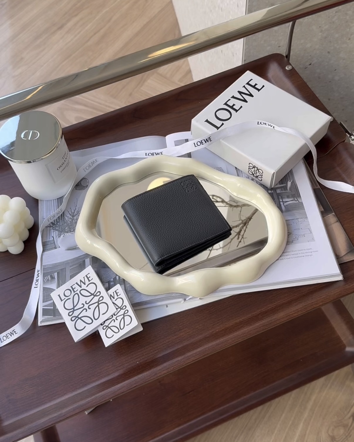 LOEWE｜粒面小牛皮內八卡 深灰色