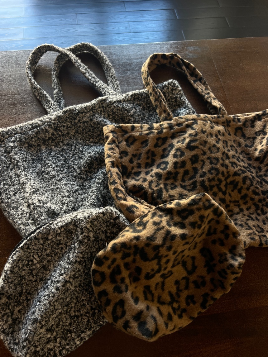 QQ毛豹紋購物袋*2色