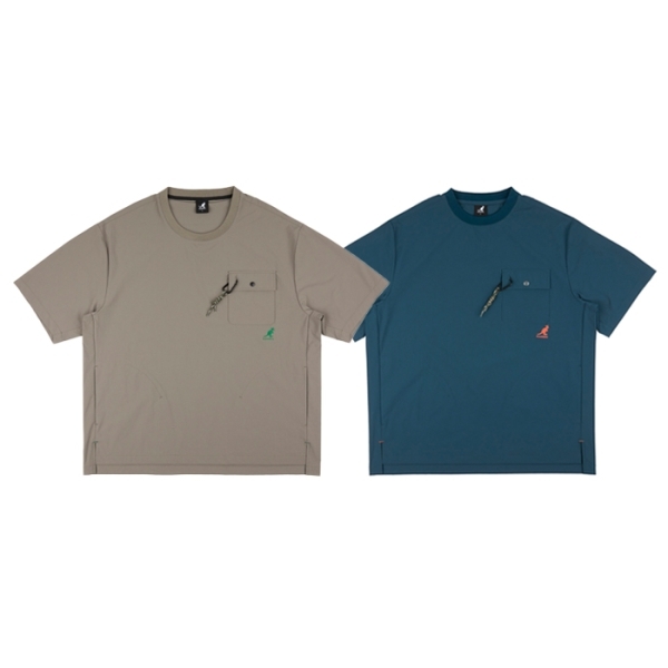 KANGOL 短袖 橄欖綠 孔雀藍 口袋 梭織 涼感 休閒 上衣 中性 6425100972 6425100982