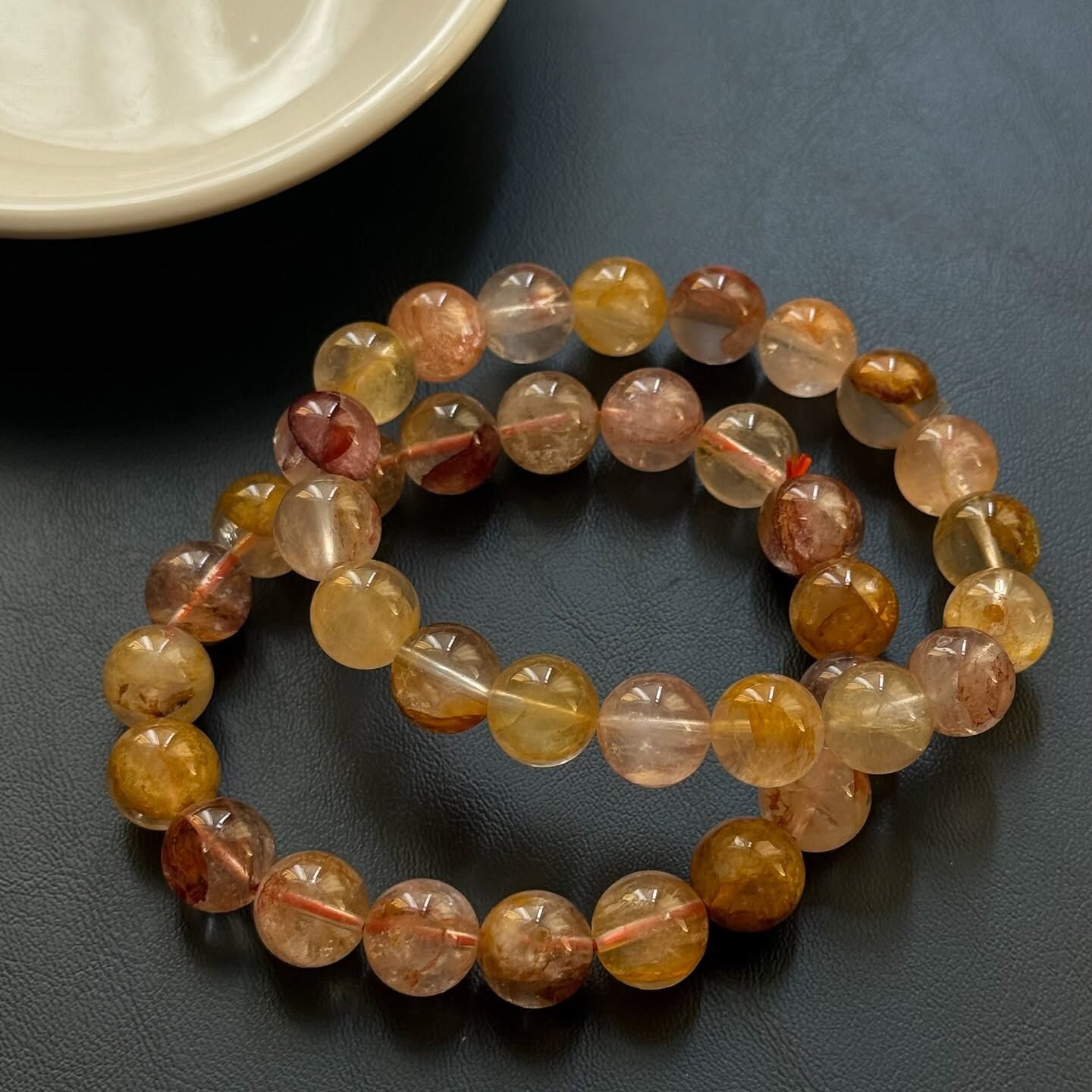 [原石] 黃膠花+紅膠花 水晶手串