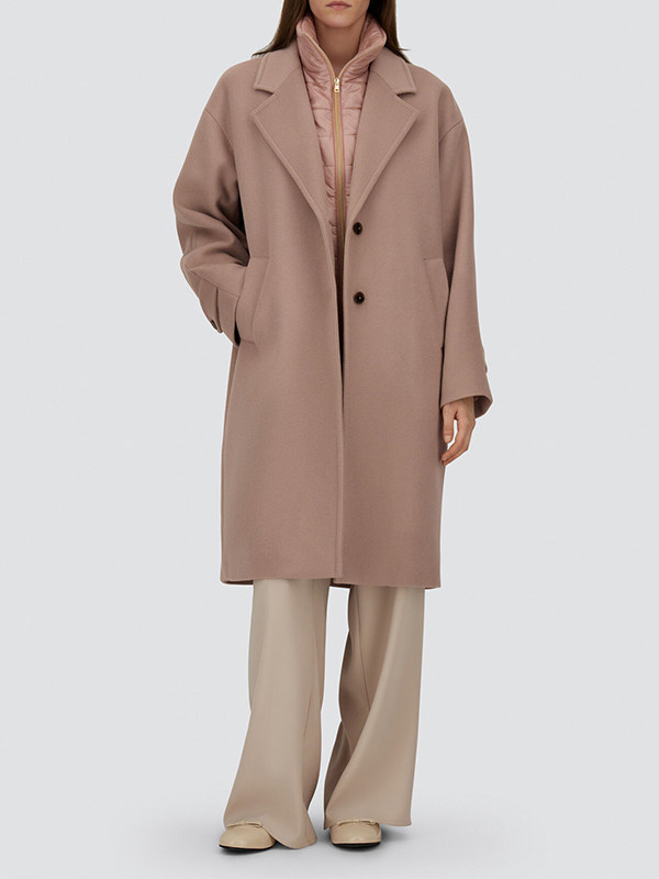 HERNO 假二件鋪棉大衣(藕粉)