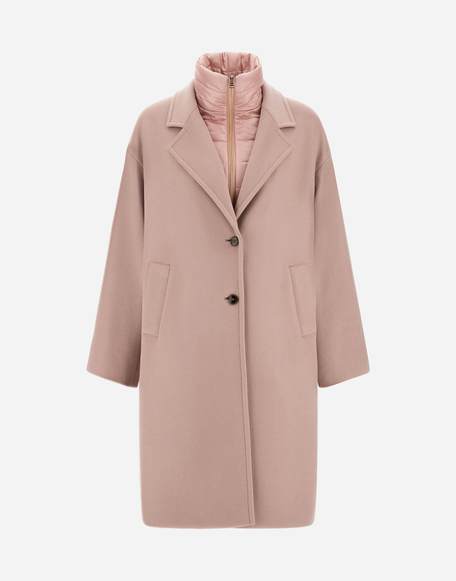 HERNO 假二件鋪棉大衣(藕粉)