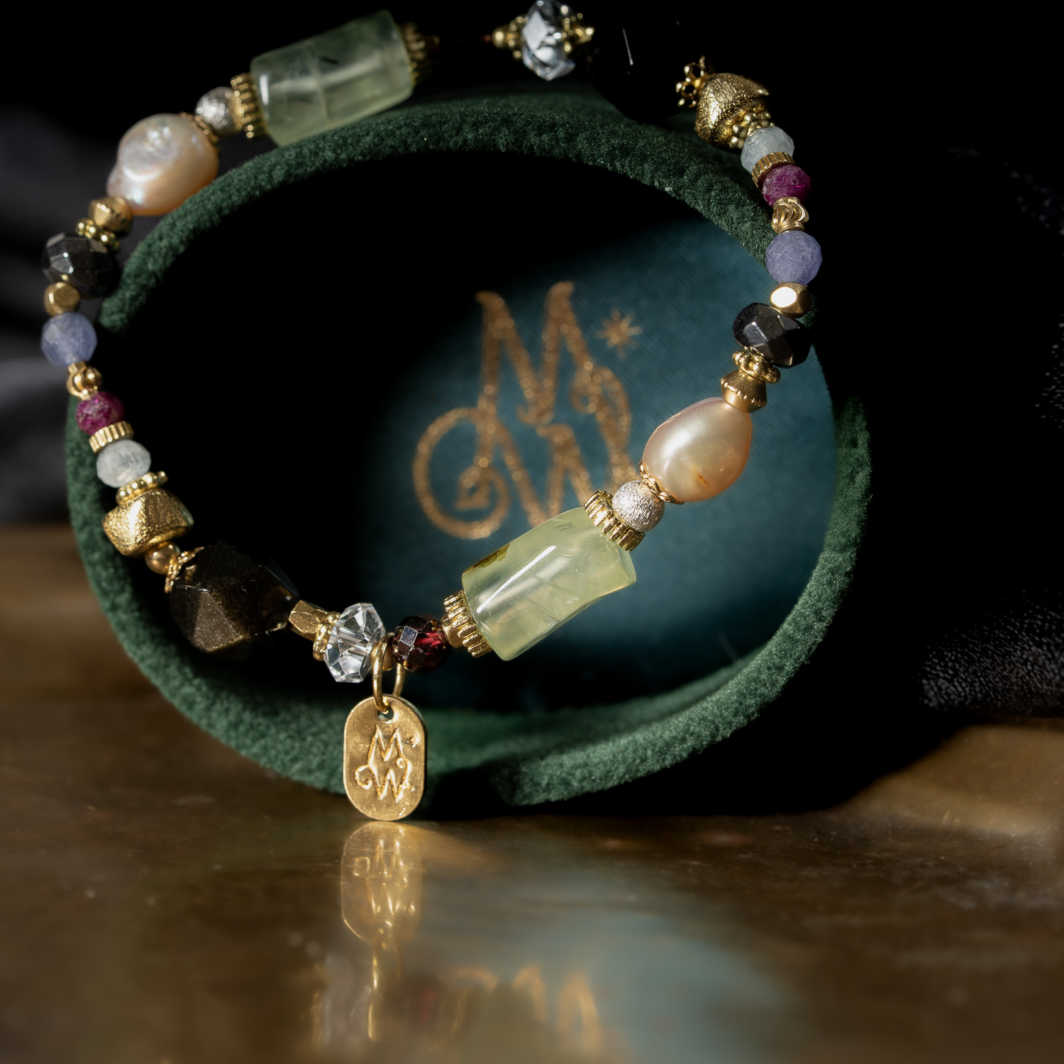 柔金聖夜｜金曜石葡萄石紅寶石手鍊 C1753