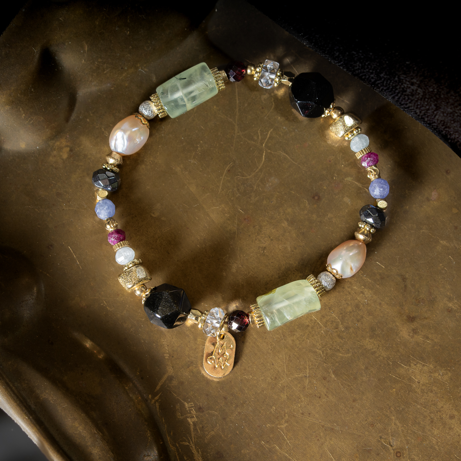 柔金聖夜｜金曜石葡萄石紅寶石手鍊 C1753