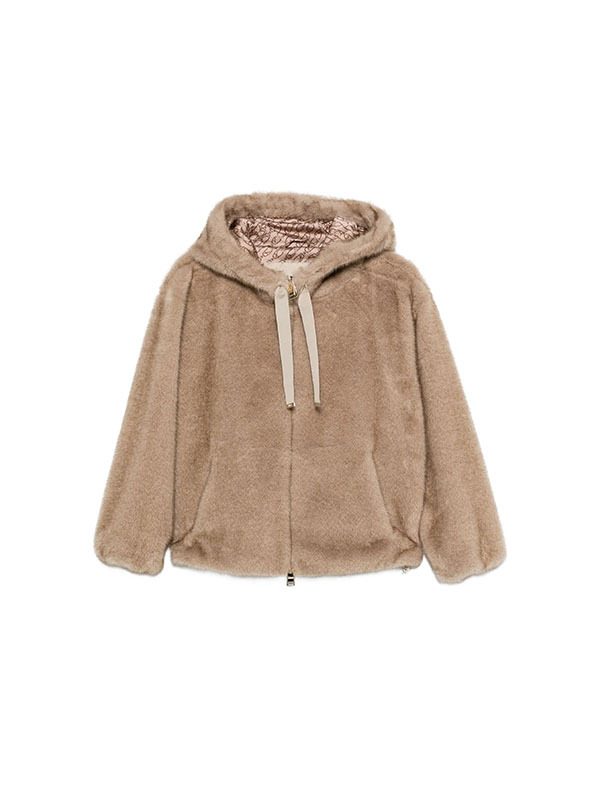 HERNO 連帽科技皮草外套(卡其)