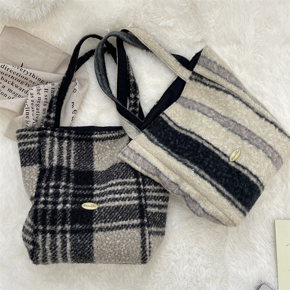 《6411》毛呢雙面兩用大容量單肩包