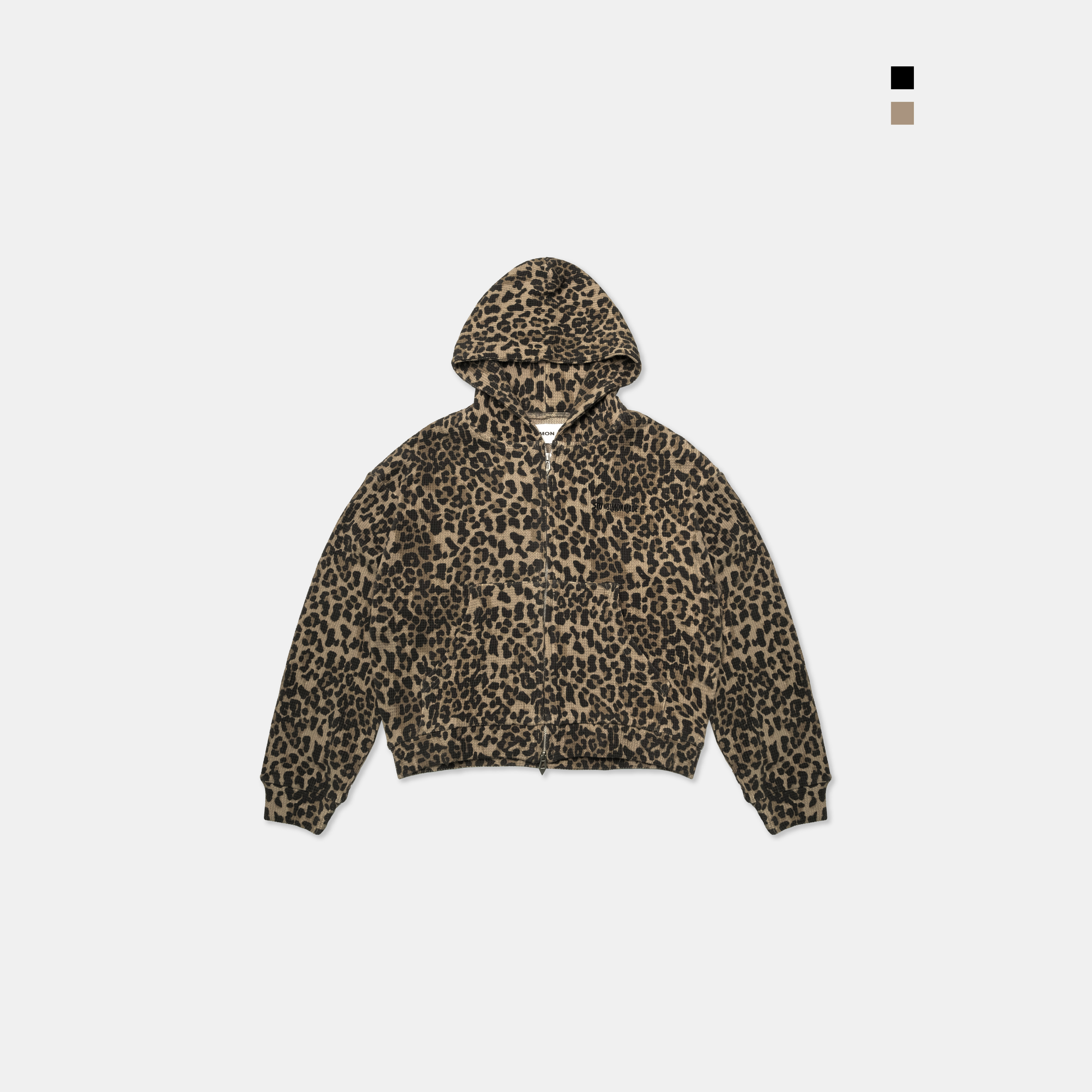 SIMON MADE OW-2513 Rogue Boy 華夫格 豹紋 連帽 外套