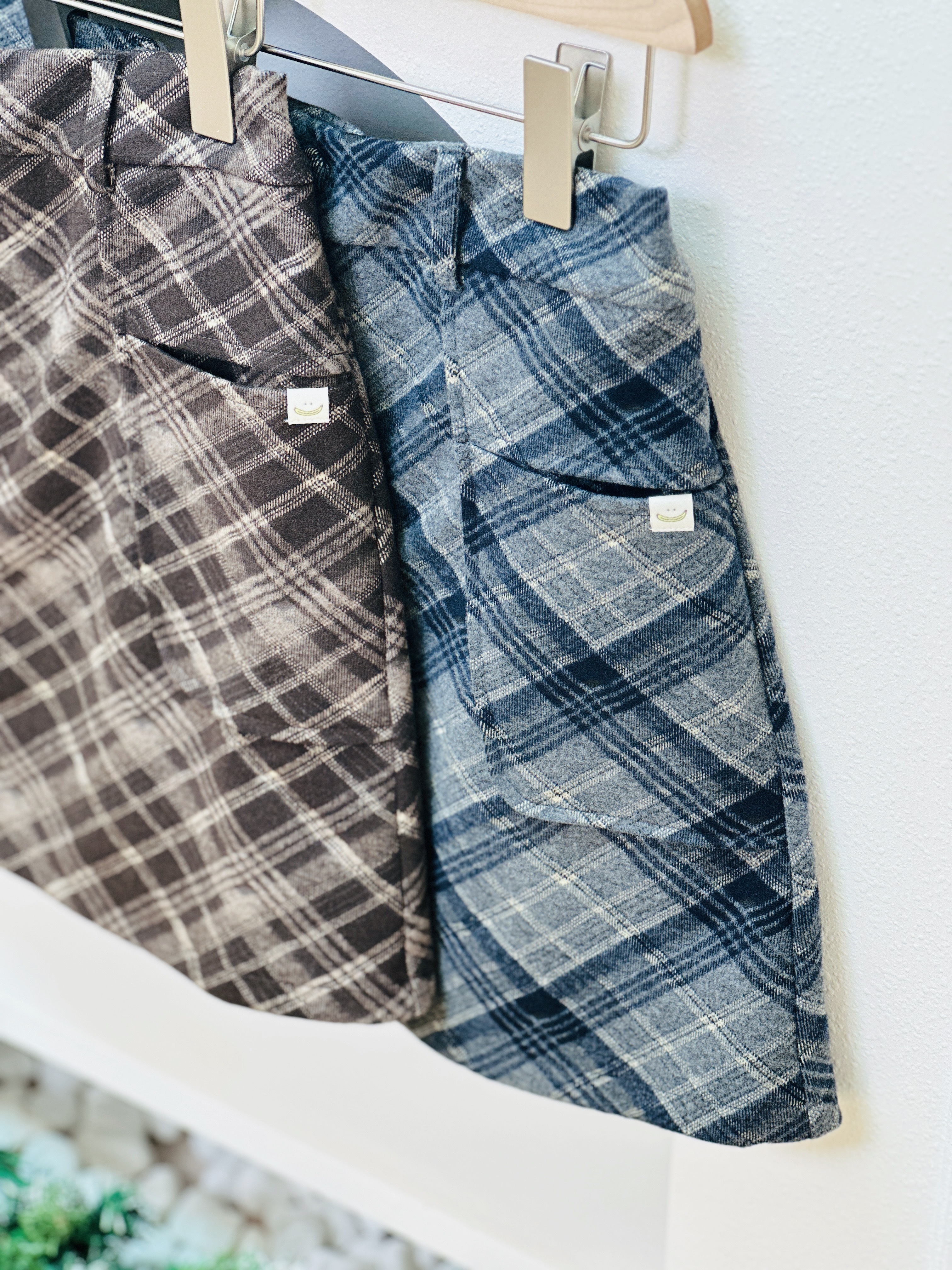 兩色 / 英倫絨面格紋短裙褲 / Tartan Flannel Mini Skort