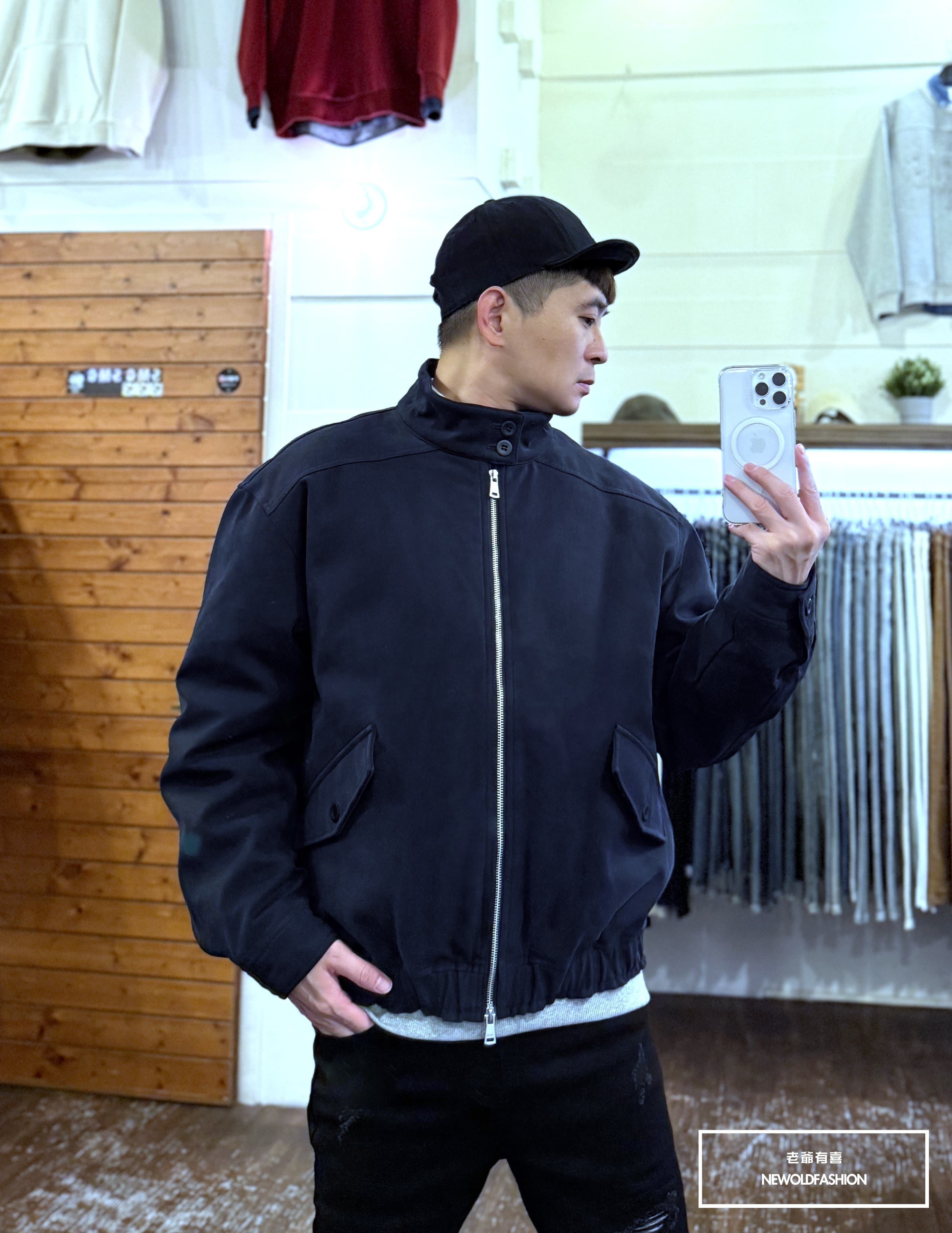 『新品上市』重磅雙黑釦牛仔布羽絨外套(NOF251191035)-黑