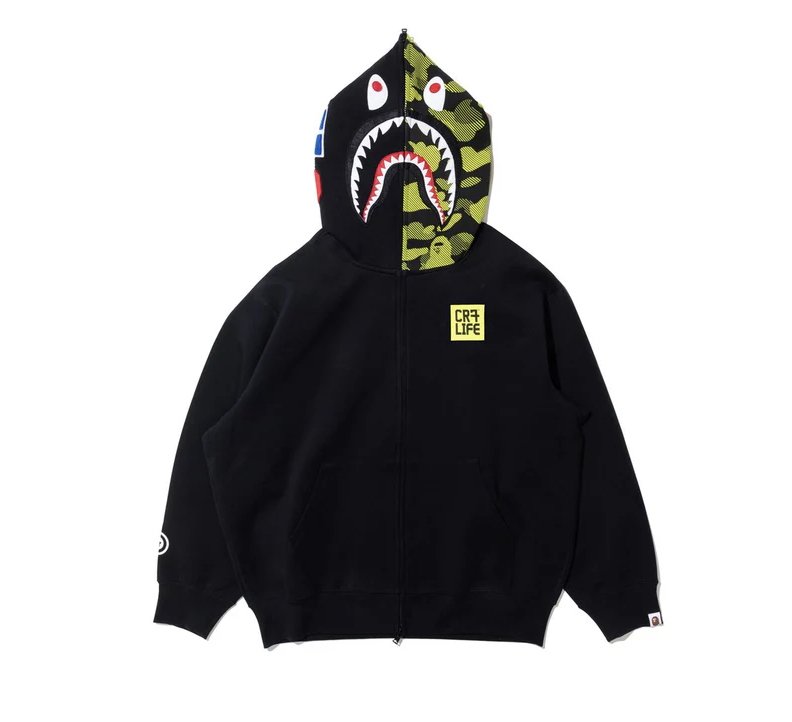 2025AW A BATHING APE BAPE x CR7 LIFE LOGO RELAXED FIT SHARK FULL ZIP HOODIE 外套 夾克 1L73115912