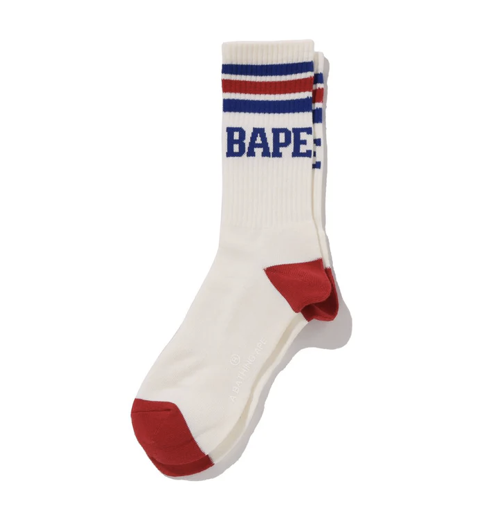 2025AW A BATHNIG APE BAPE STRIPE SOCKS 字體 條紋 長襪 襪子 現貨 1L80184002