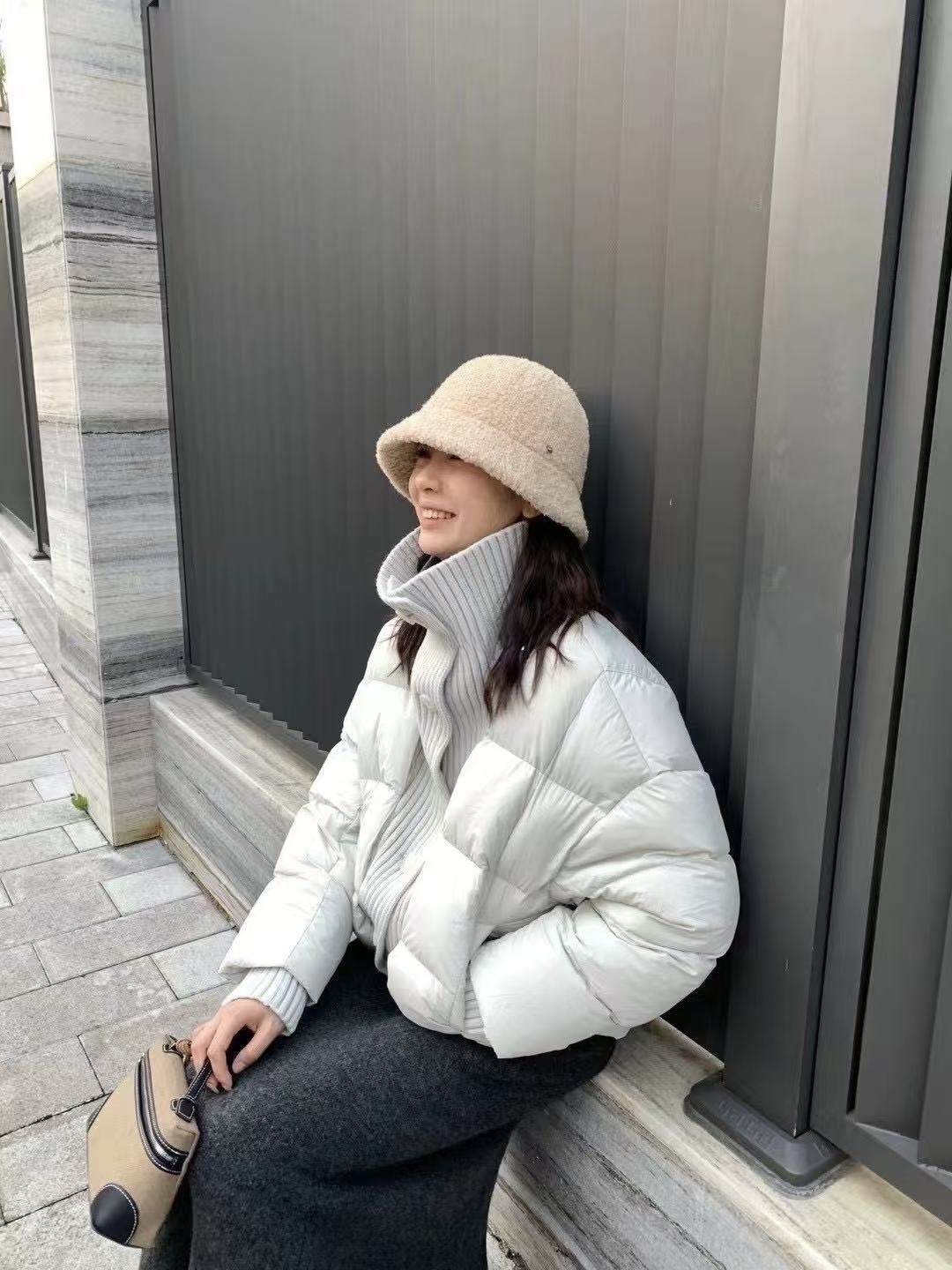 925 拼接立領麵包保暖羽絨外套