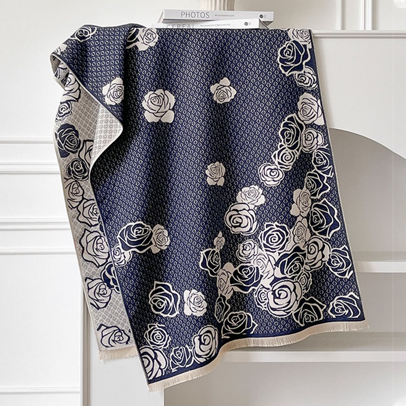 山茶花針織圍巾披肩 四色