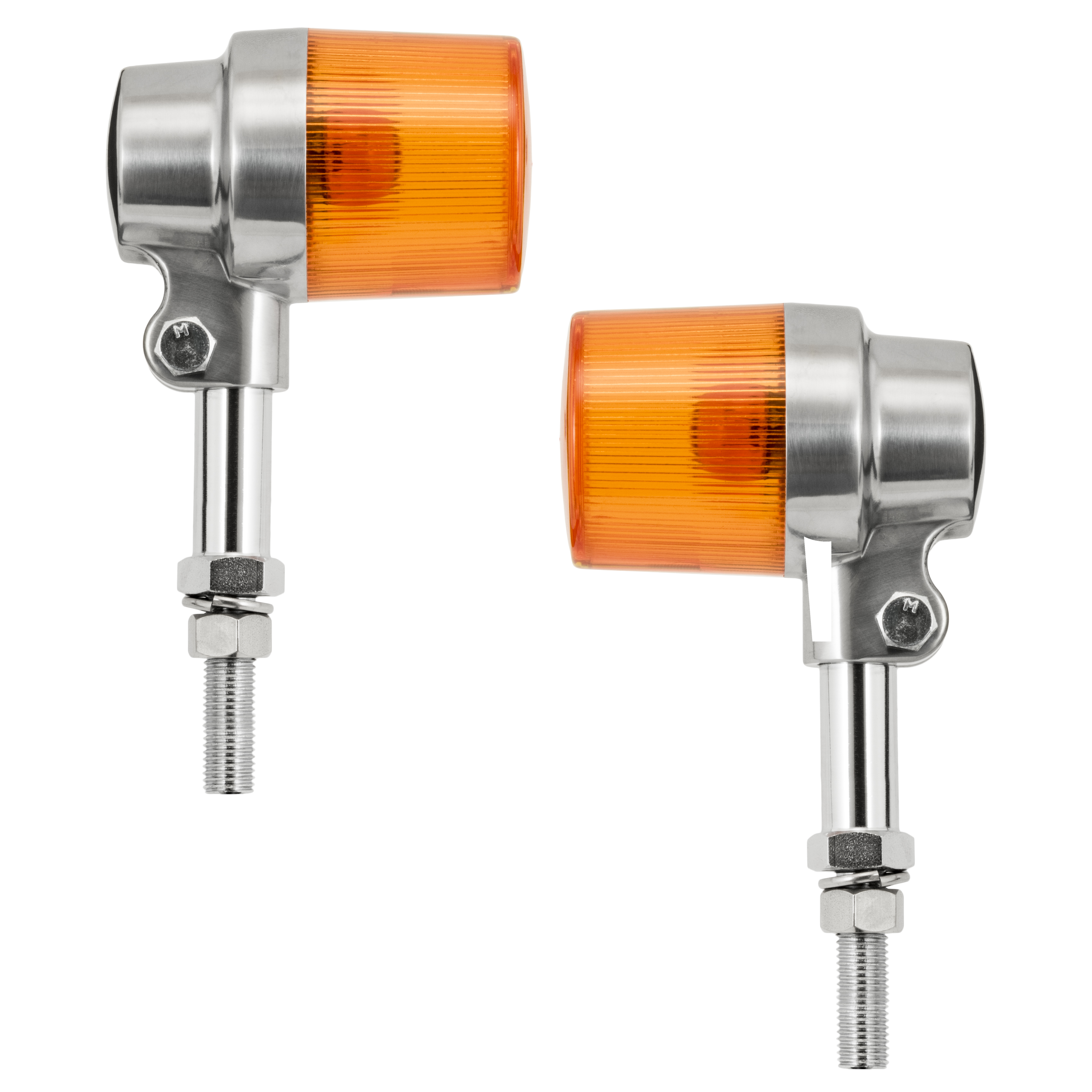 方向燈 長杯形 - 銀 長桿