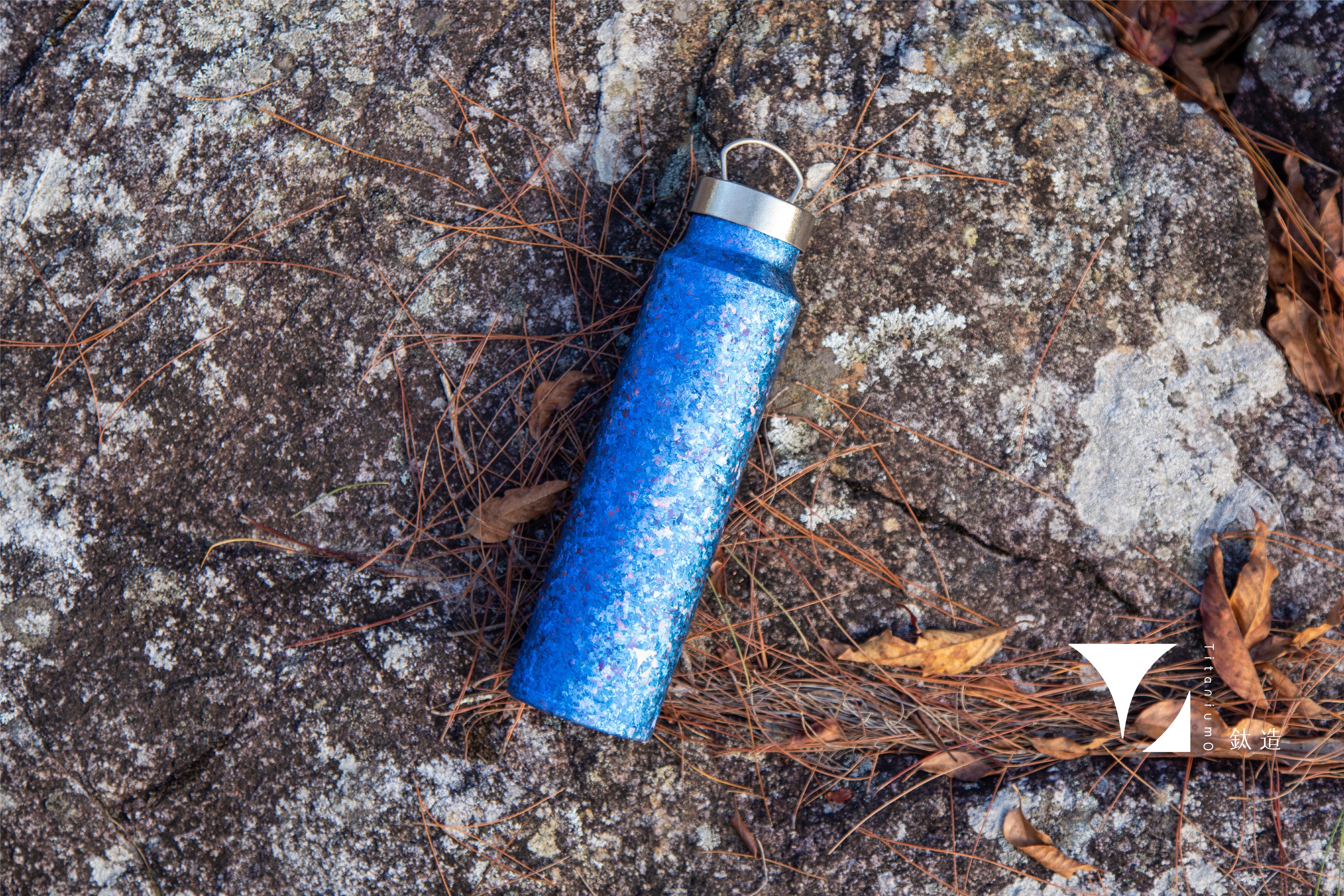 鈦輕瓶220｜晶鈦系列｜深海藍-純鈦蓋