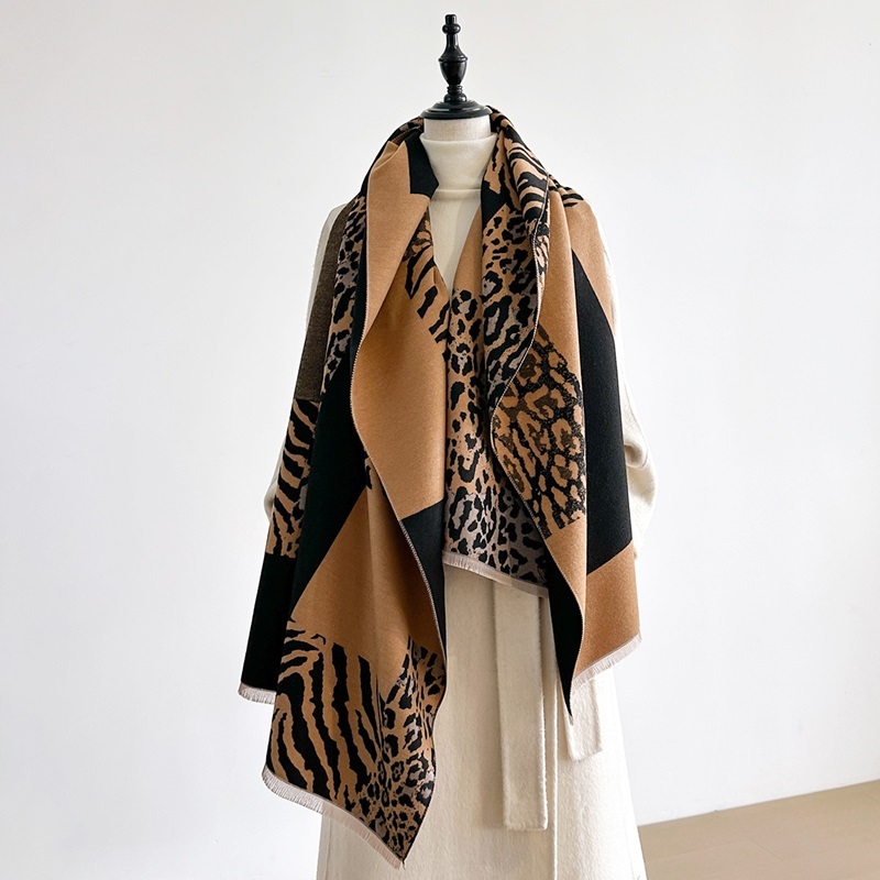 動物紋針織圍巾披肩 四色