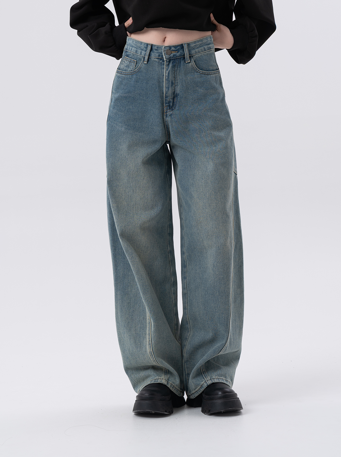 【2件1499】彎刀牛仔褲