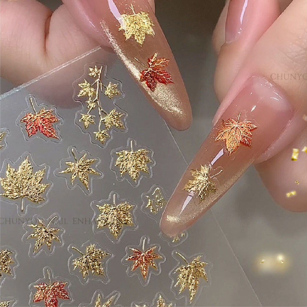 燙金浮雕楓葉貼紙