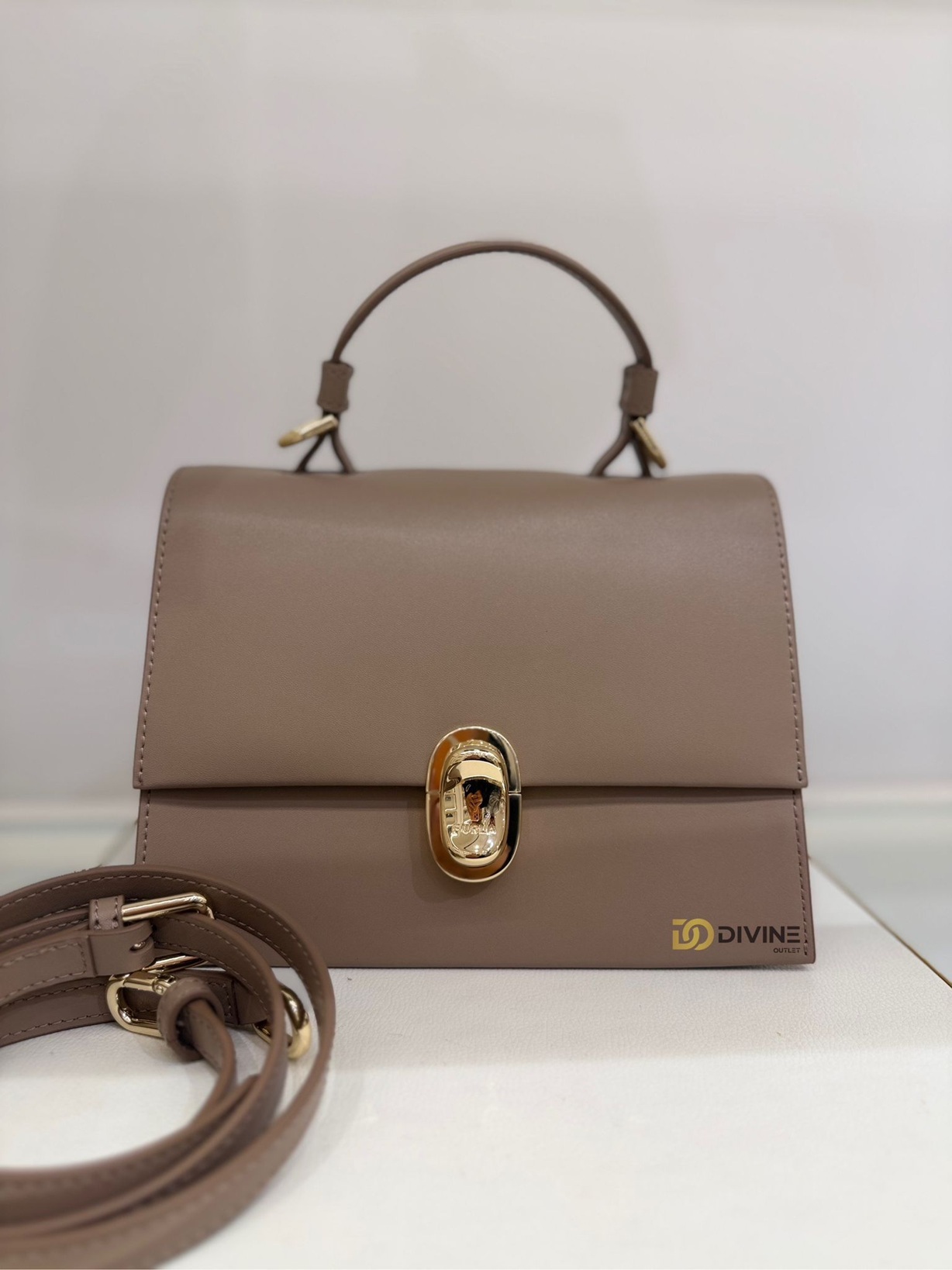 [U] FURLA TAUPE WB017260010N800A0055W3X ECLISSE S TOP HANDLE - VITELLO SIDNEY, 8050597636641 (UF345)