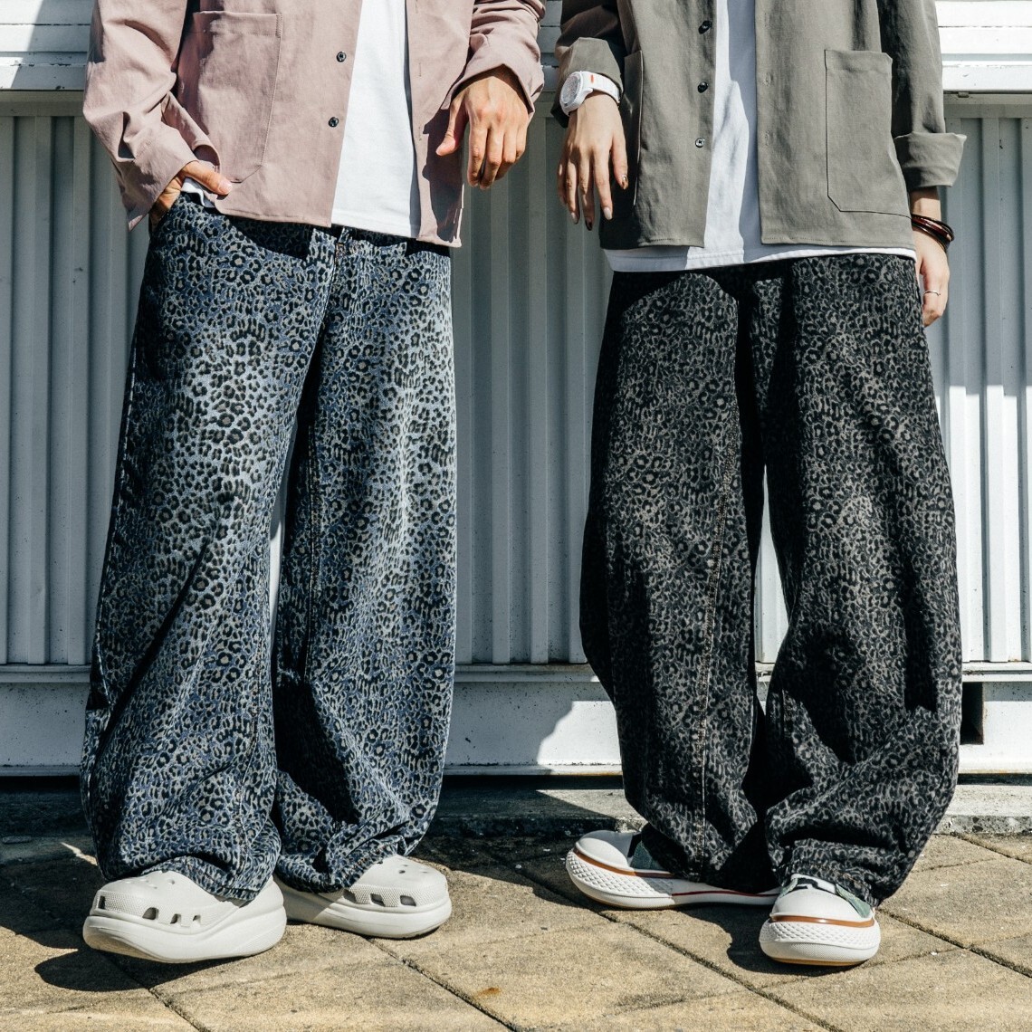 SBG 豹紋彎刀牛仔長褲 SB5828