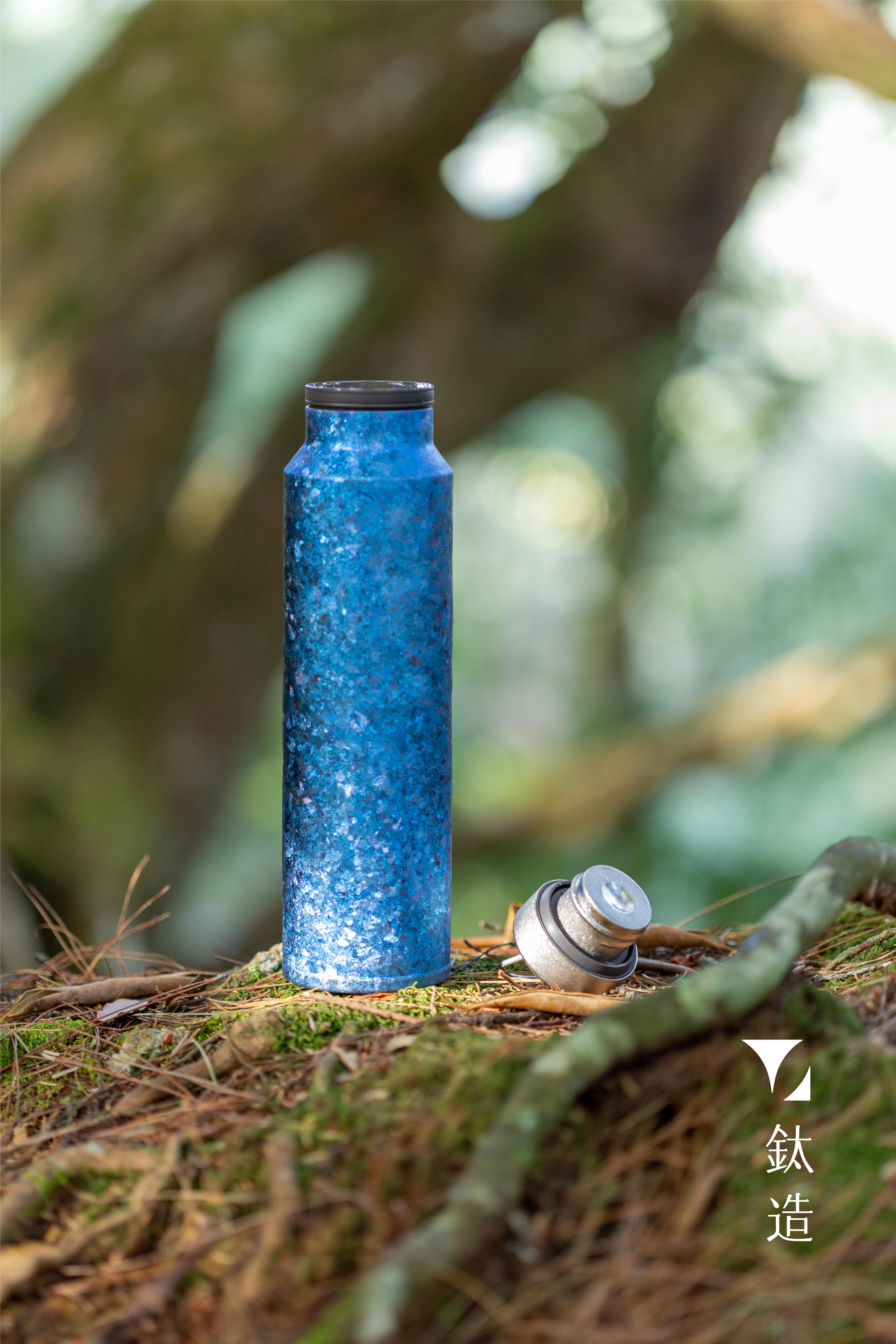 鈦輕瓶220｜晶鈦系列｜深海藍-純鈦蓋