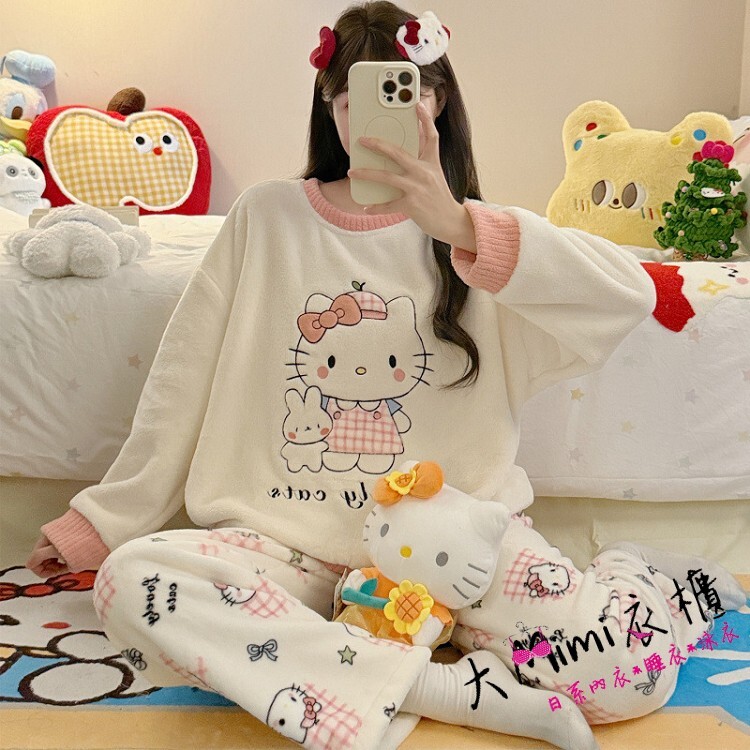 🔥暖呼呼系列-Kitty法蘭絨睡衣
