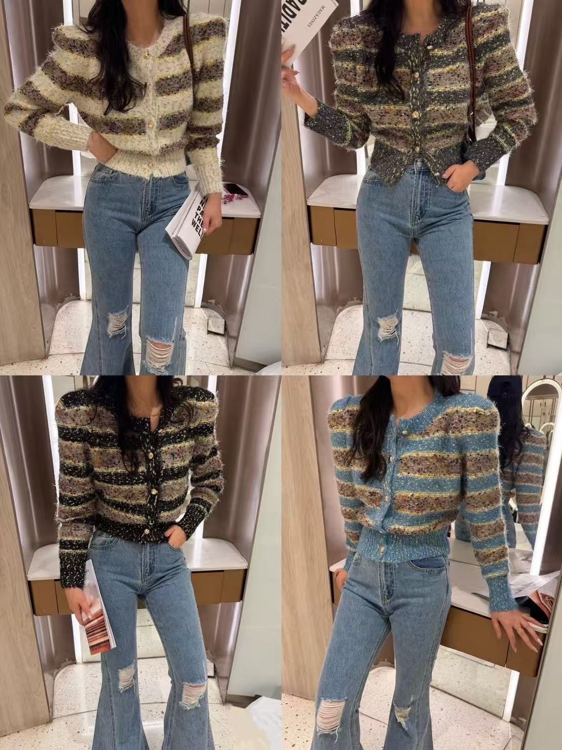 5279 繽紛混色條紋針織上衣