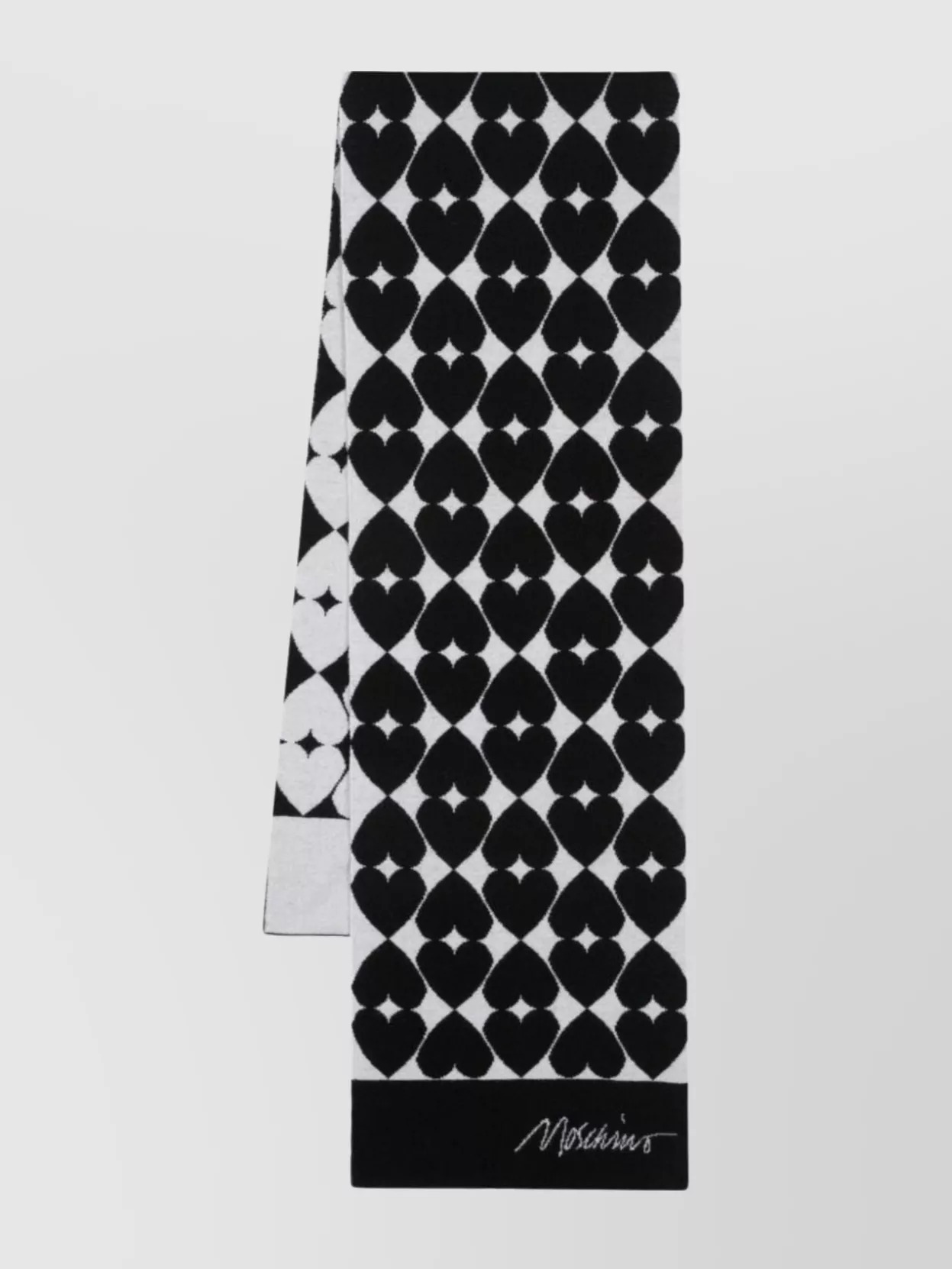 【預購】AE112608 Moschino 心型提花羊毛羊絨圍巾